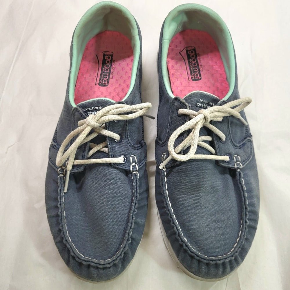 SKECHERS Deck /Walking Shoes, Sneakers, Cushioned, Faded Navy Blue +, Clean